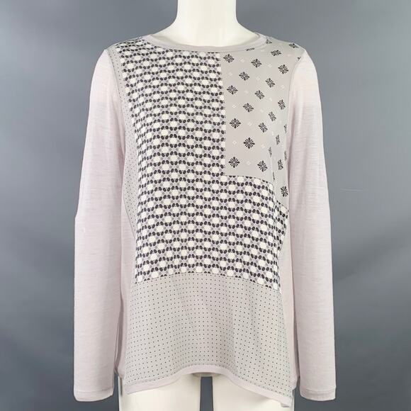 WHYCI MILANO Size 6 Grey Lilac Wool Nylon Mixed Patterns Casual Top
